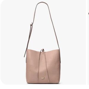 Michael Kors Blush Junie Pebbled Leather Messenger Bag.
